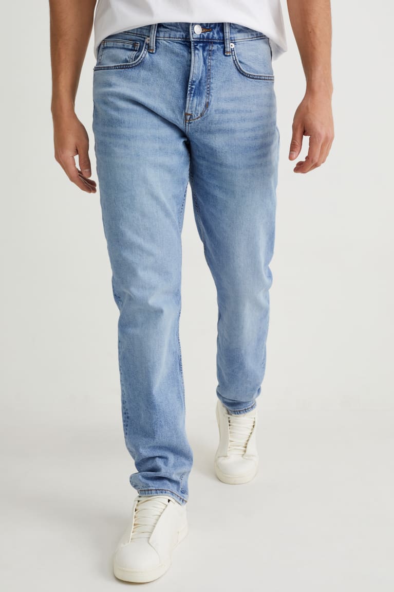 Denim Light Blue C&A Straight Organic Cotton Men's Jeans | KZWAV-3182