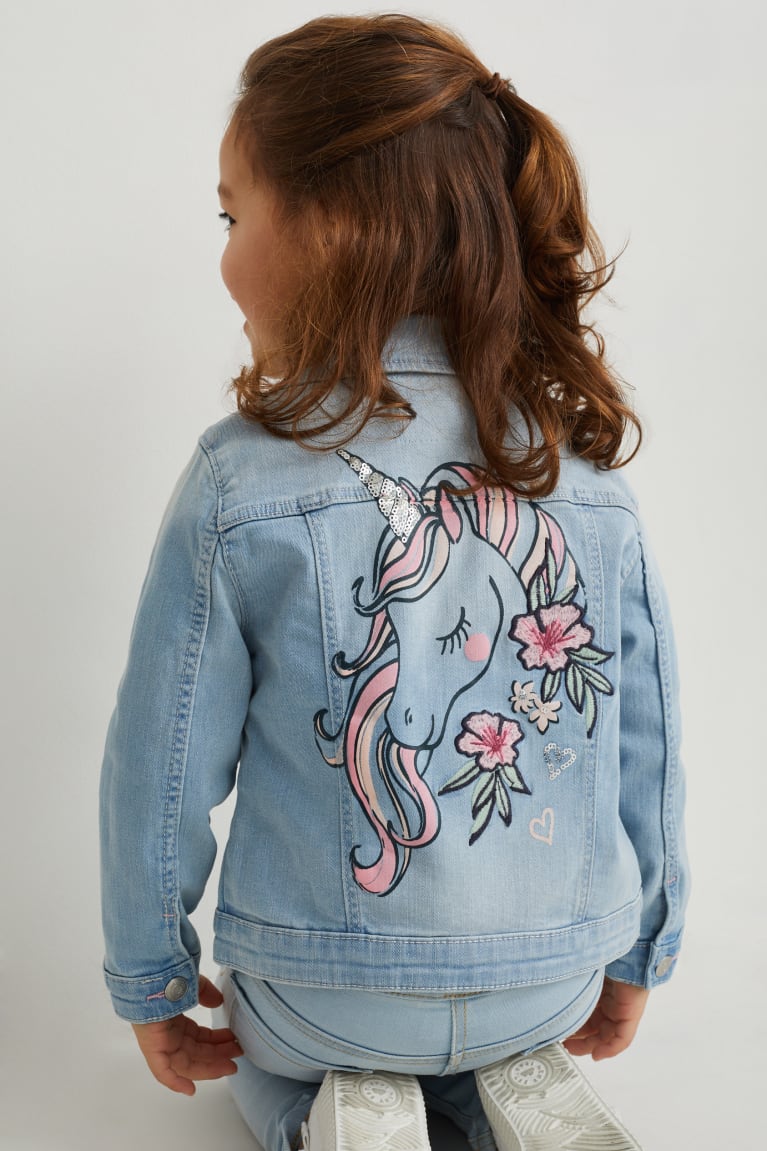 Denim Light Blue C&A Unicorn Denim Girls' Jackets | LZMXN-9480