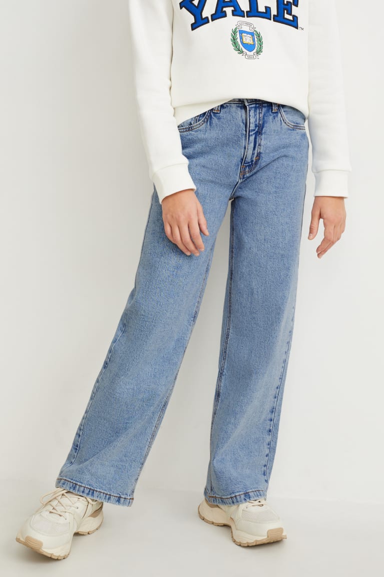 Denim Light Blue C&A Wide Leg Girls' Jeans | NYKOJ-9230