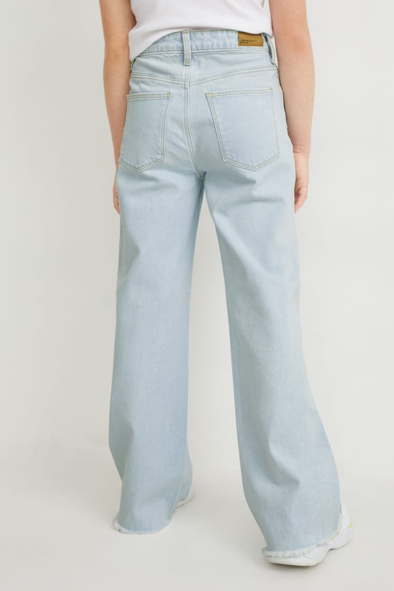 Denim Light Blue C&A Wide Leg Girls' Jeans | ZDHXL-8530