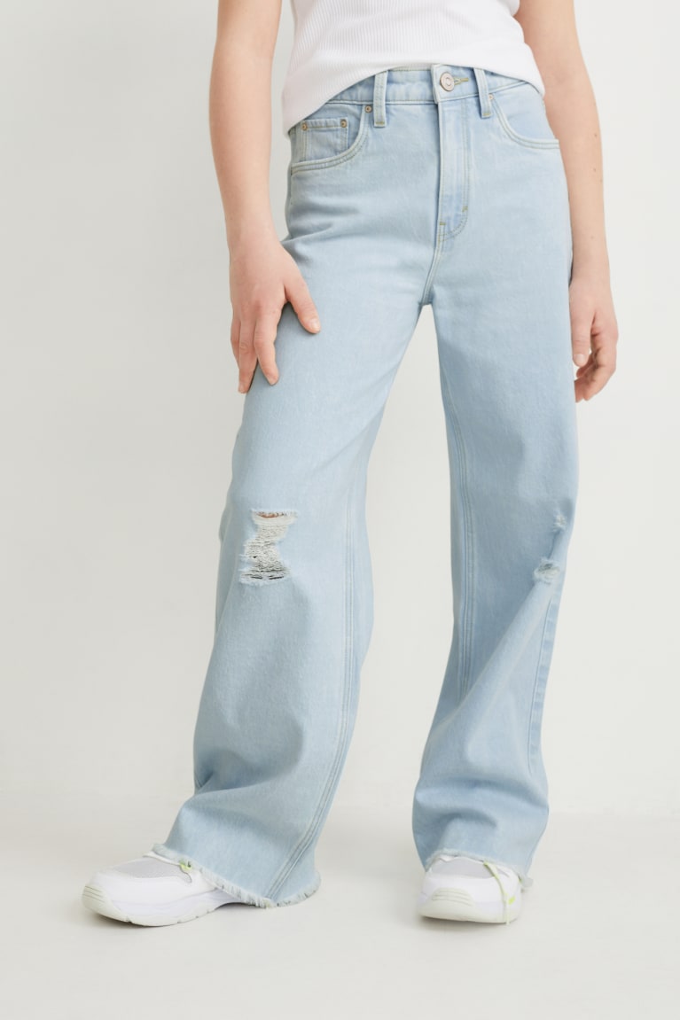 Denim Light Blue C&A Wide Leg Girls' Jeans | ZDHXL-8530