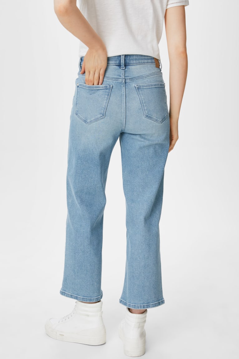 Denim Light Blue C&A Wide Leg High Waist Women's Jeans | TLQFY-3756