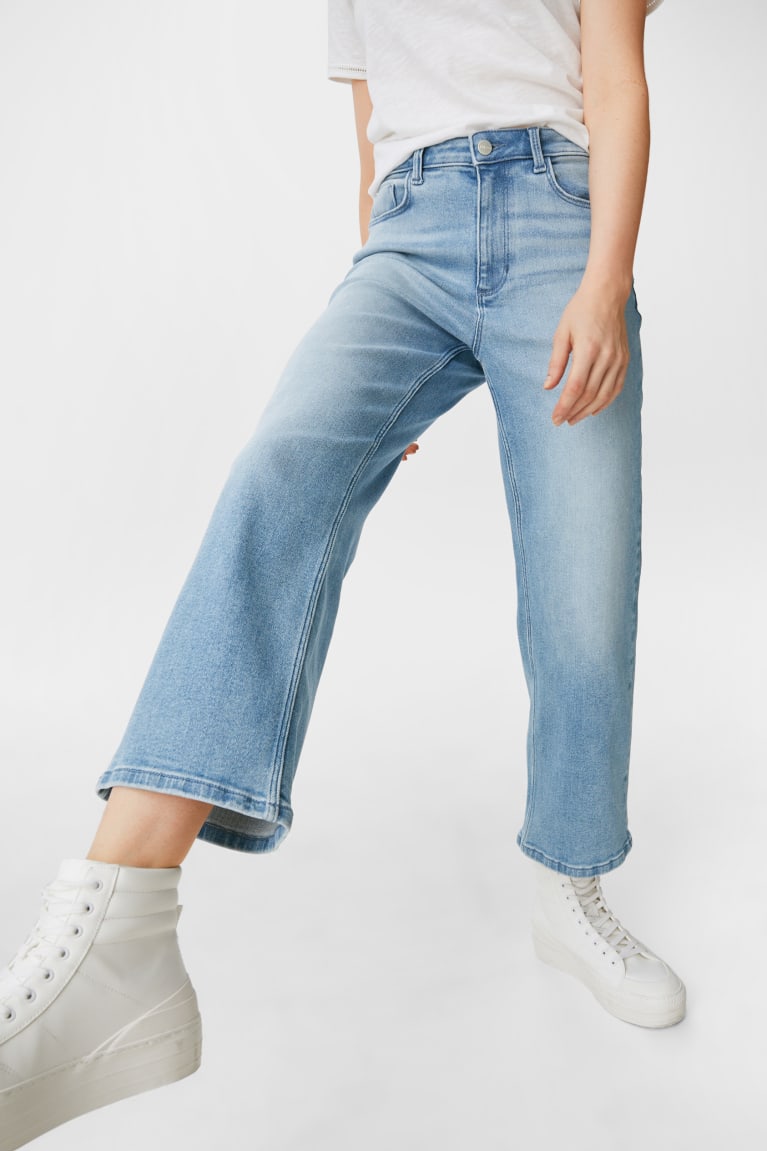 Denim Light Blue C&A Wide Leg High Waist Women's Jeans | TLQFY-3756