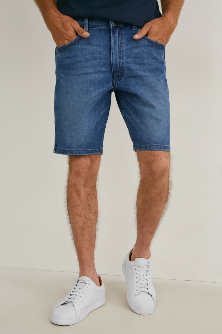 Denim Light Blue C&A Wrangler Denim Men's Shorts | WRZQN-1384