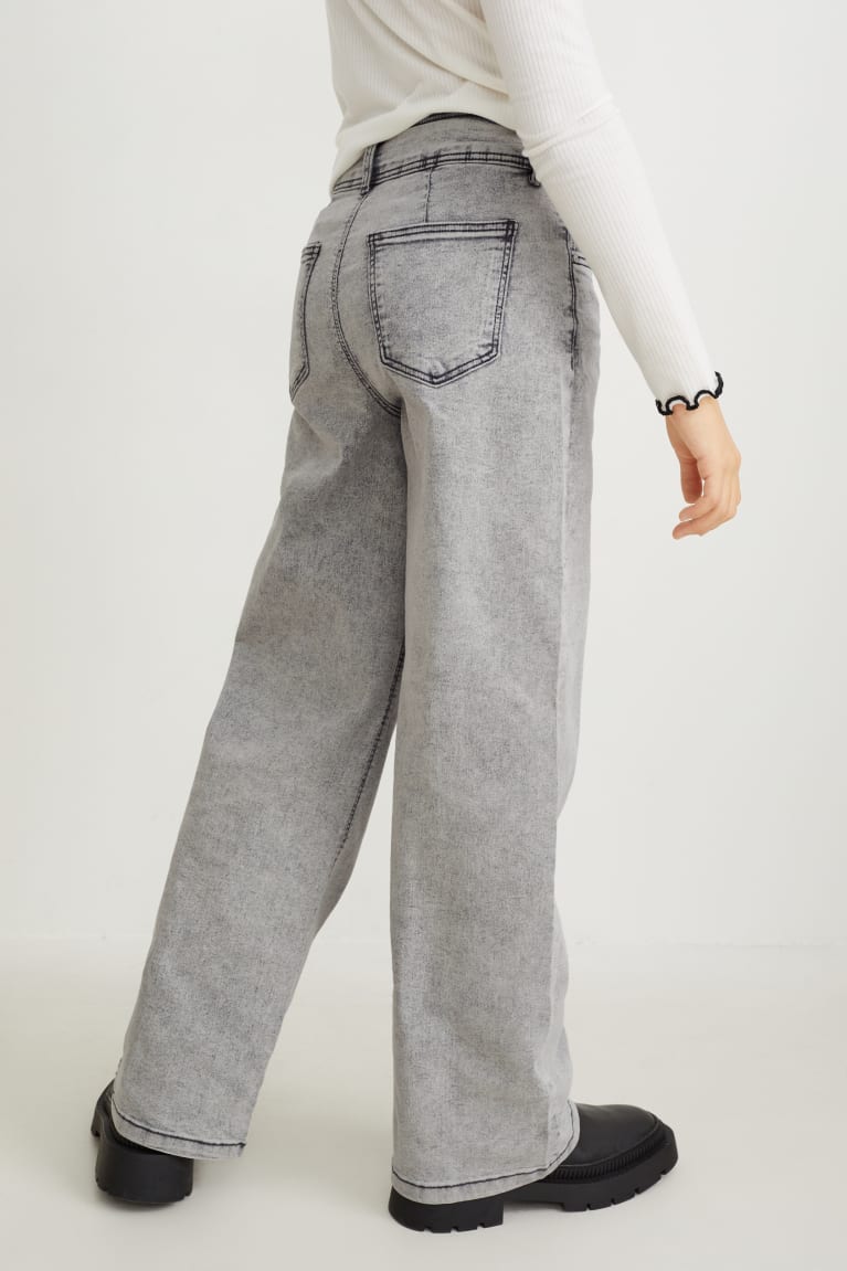 Denim Light Gray C&A Wide Leg Girls' Jeans | DNVBZ-5083