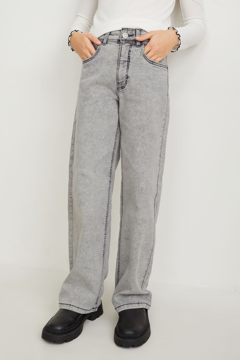 Denim Light Gray C&A Wide Leg Girls' Jeans | DNVBZ-5083