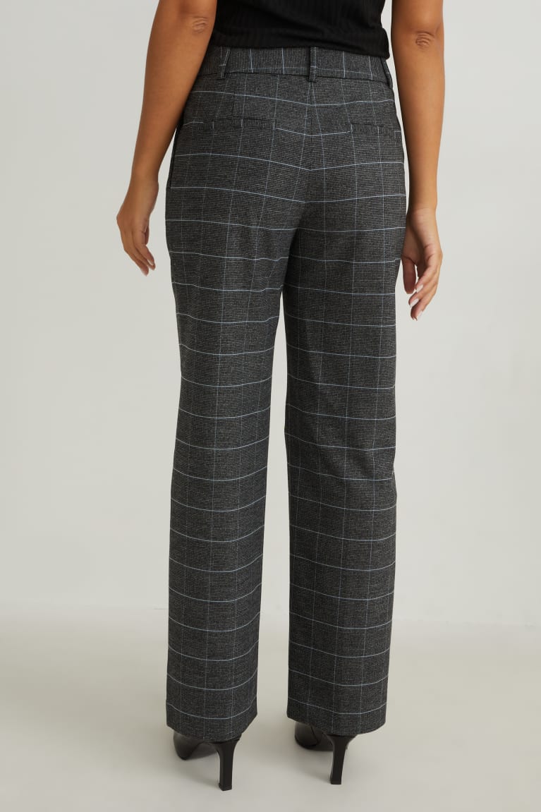 Gray / Beige C&A Cloth High Waist Recycled Check Women's Trousers | PEDYI-5148