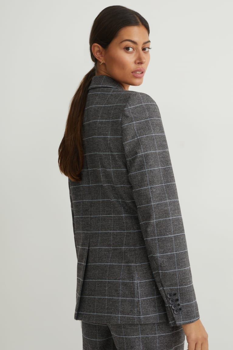 Gray / Beige C&A Regular Fit Recycled Check Women's Blazers | DYTUF-0241