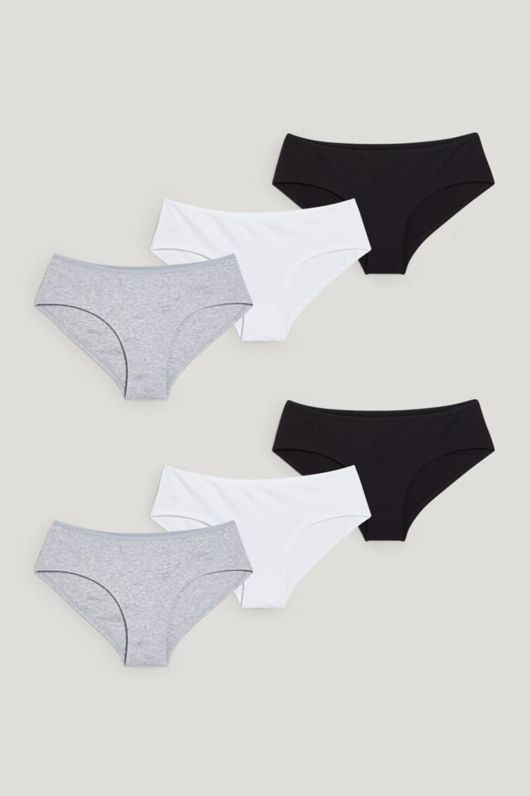 Gray / Black C&A Multipack Of 7 Hipster Briefs Women's Underwear | FACNO-7158