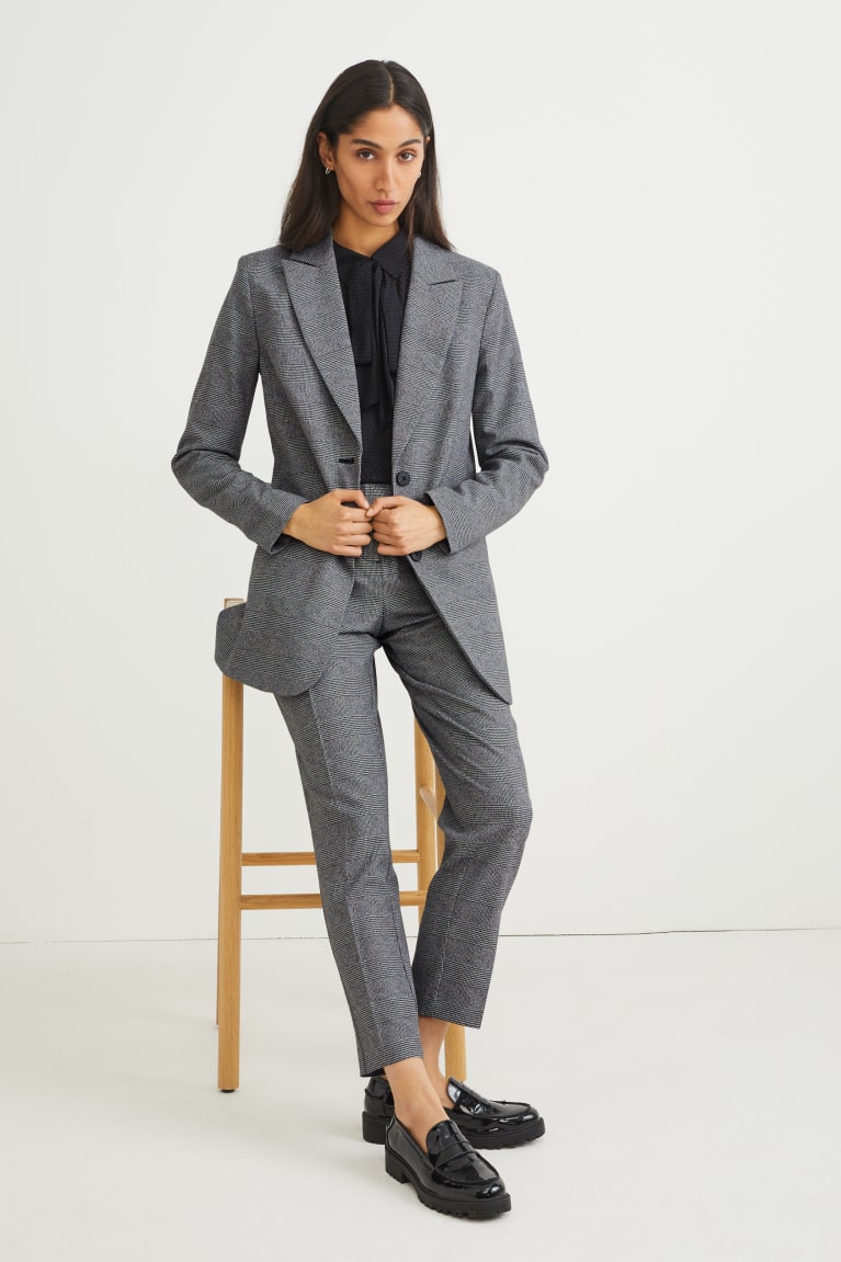 Gray / Black C&A Recycled Check Women's Blazers | TQZAK-7830