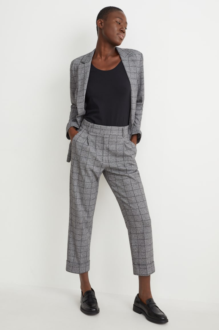 Gray / Black C&A Relaxed Fit Check Women's Blazers | LFOZA-5170