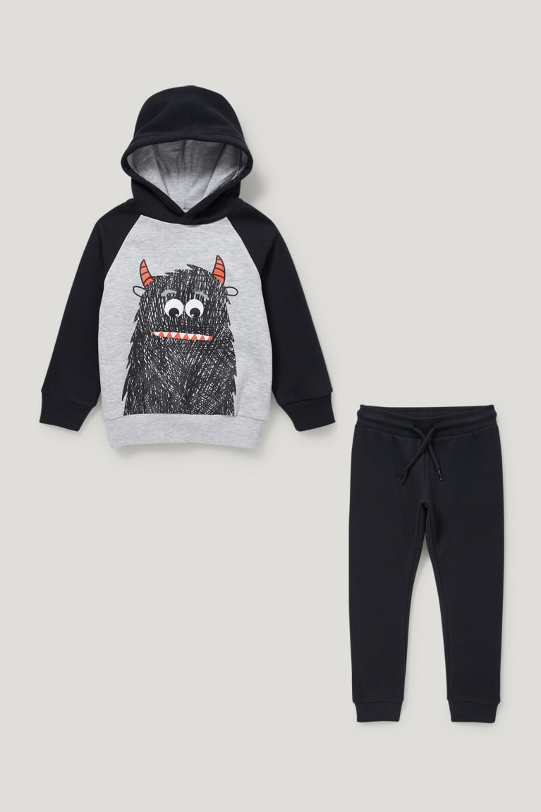 Gray / Black C&A Set And Joggers 2 Piece Girls' Hoodie | KNBHQ-1520