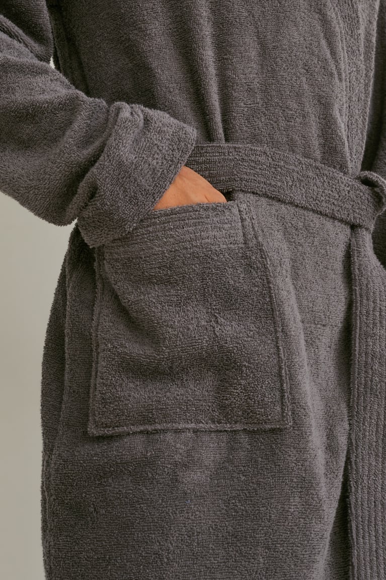 Gray Brown C&A Terry Cloth Bathrobe Organic Cotton Men's Underwear | FNKTC-4530