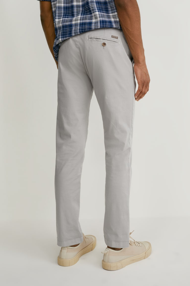 Gray C&A Chinos With Belt Regular Fit Lycra® Men's Trousers | RXVOL-1305