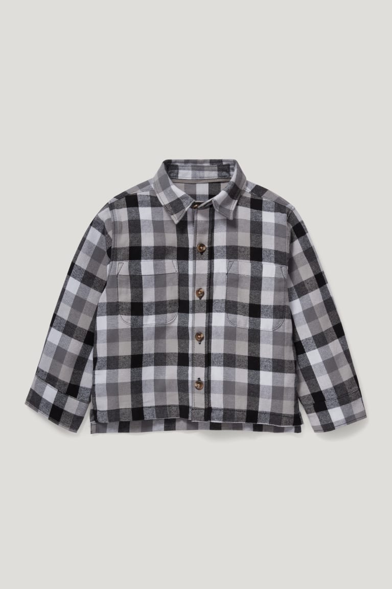 Gray C&A Flannel Genderneutral Organic Cotton Check Girls\' Shirts | FKDBI-9432