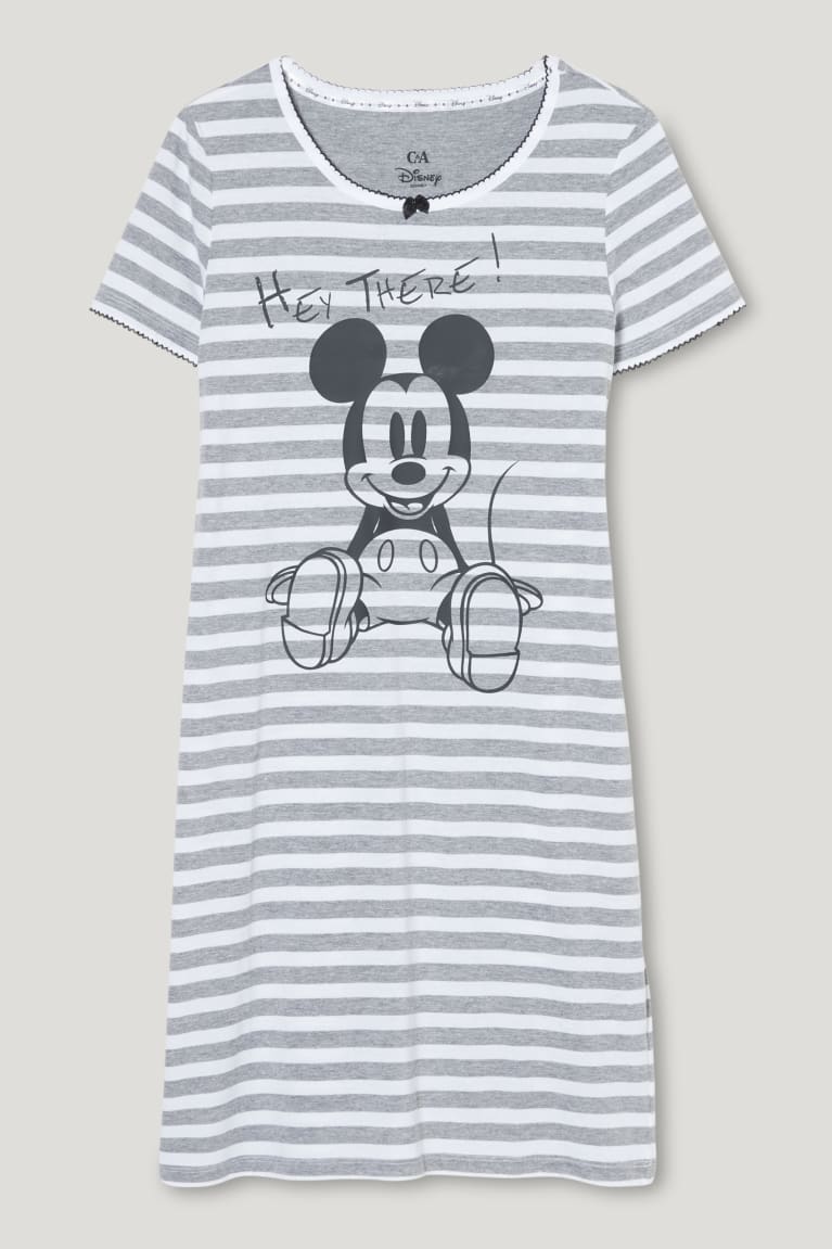 Gray C&A NightStriped Mickey Mouse Women's Nightwear | WHTSO-0965