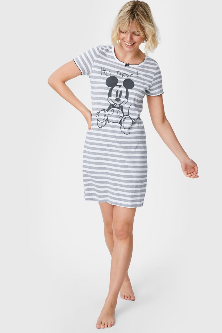 Gray C&A NightStriped Mickey Mouse Women\'s Nightwear | WHTSO-0965