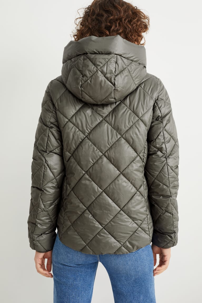 Gray C&A Quilted With Hood Bionic-finish®eco Women's Jackets | BROQN-2840