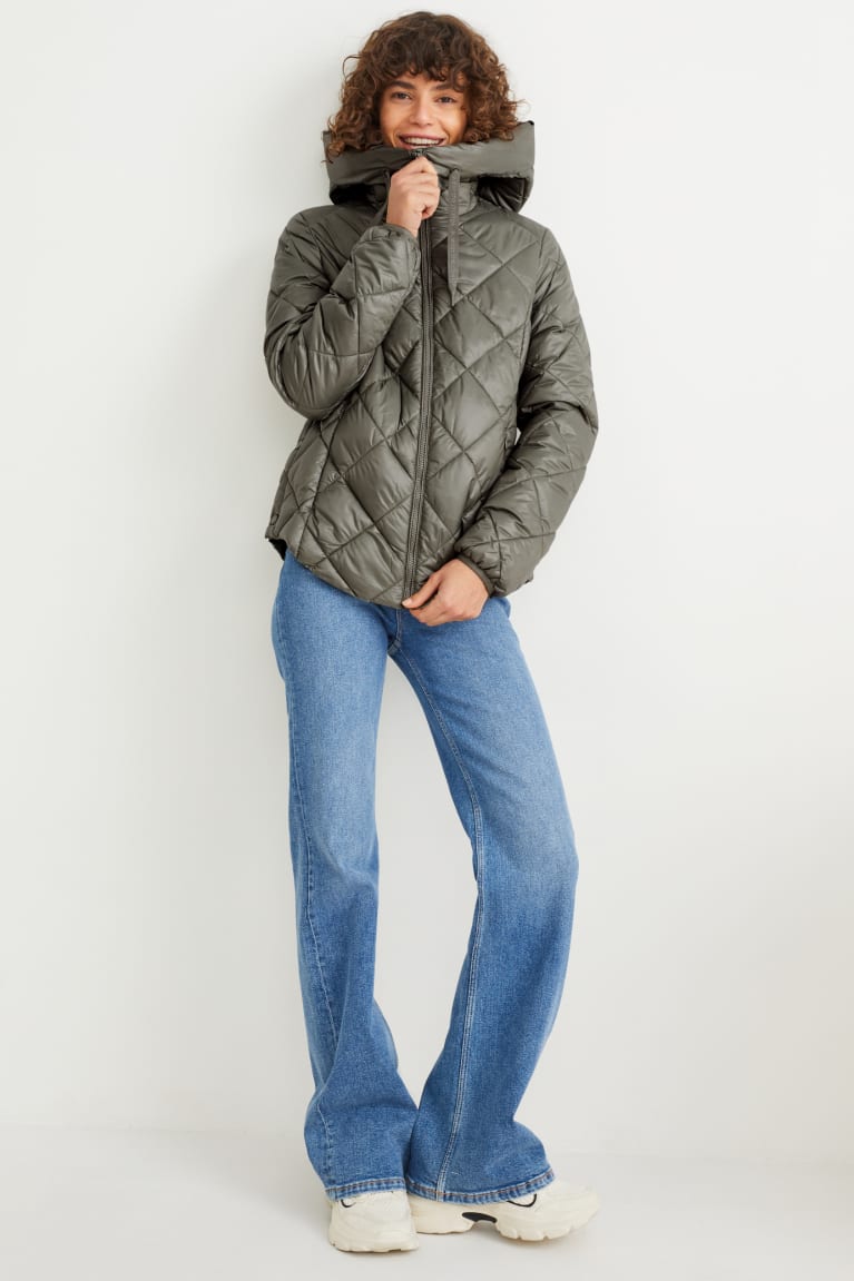 Gray C&A Quilted With Hood Bionic-finish®eco Women's Jackets | BROQN-2840