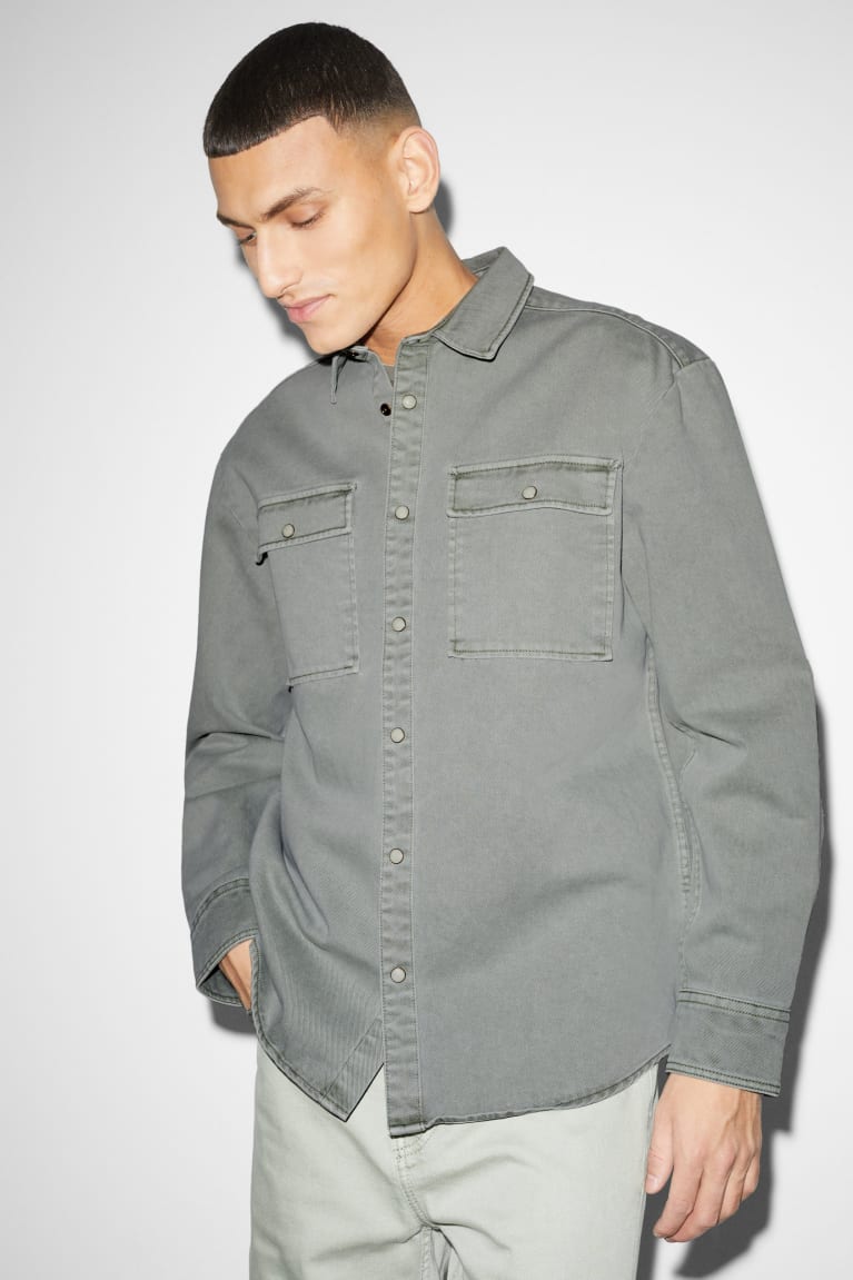 Gray C&A Regular Fit Kent Collar Men's Shirts | YVHXF-3125