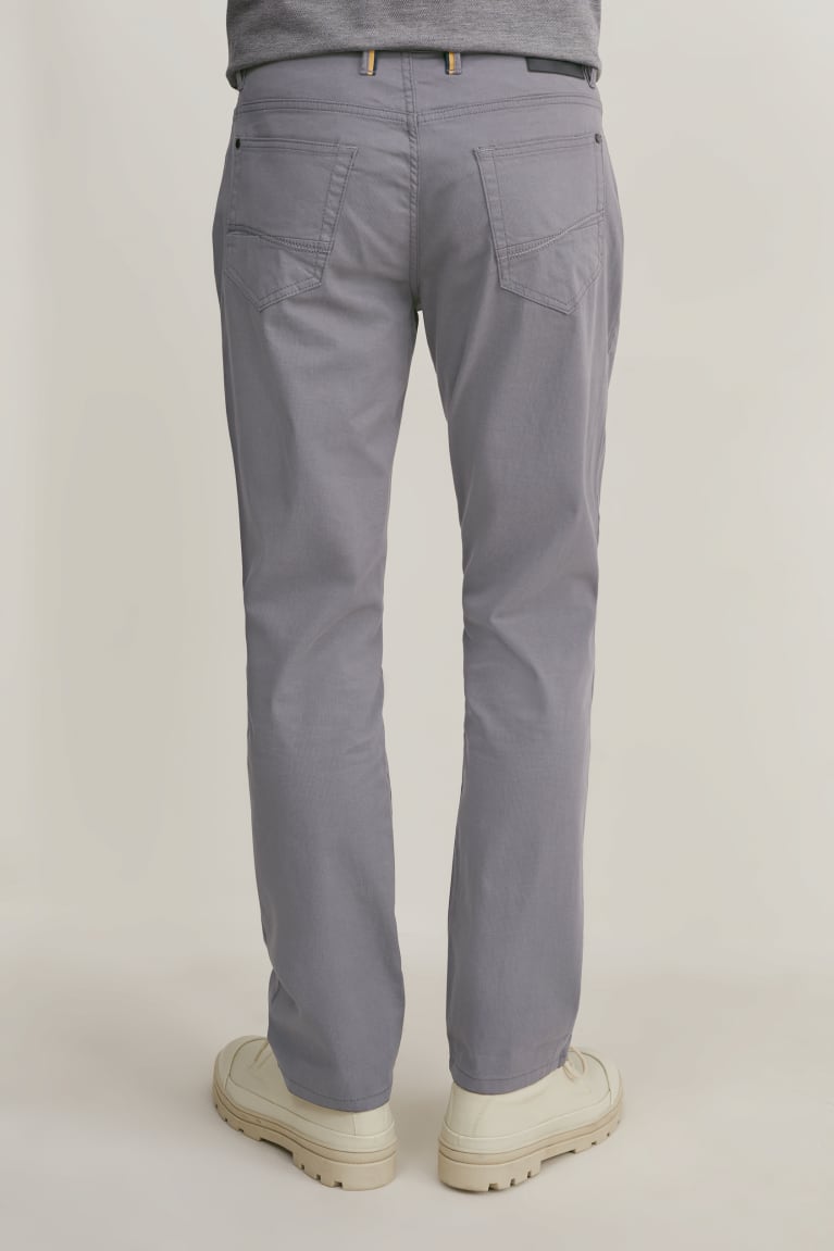 Gray C&A With Belt Regular Fit Lycra® Men's Trousers | ZXLEM-7495