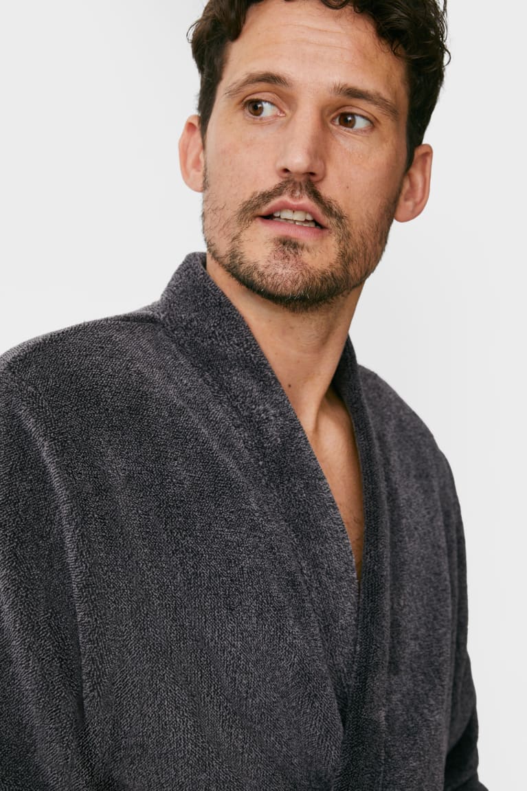 Gray Melange C&A Bathrobe Men's Underwear | ZKBUM-7305