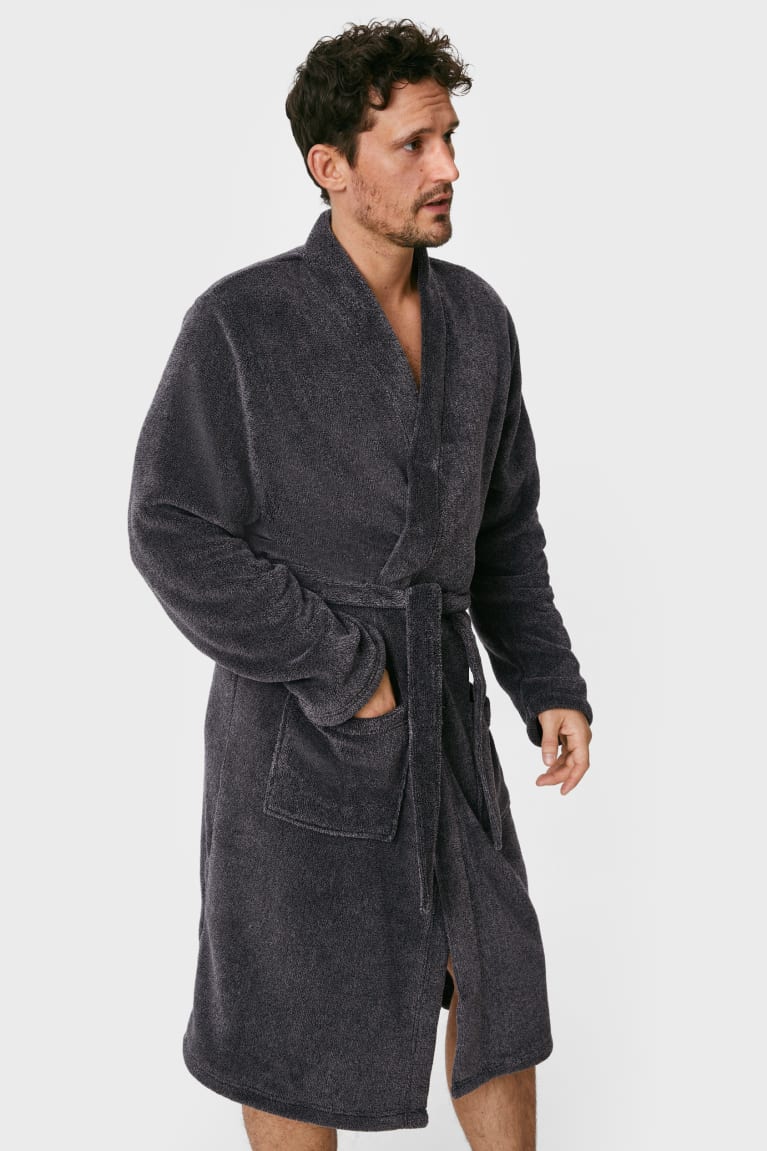 Gray Melange C&A Bathrobe Men\'s Underwear | ZKBUM-7305