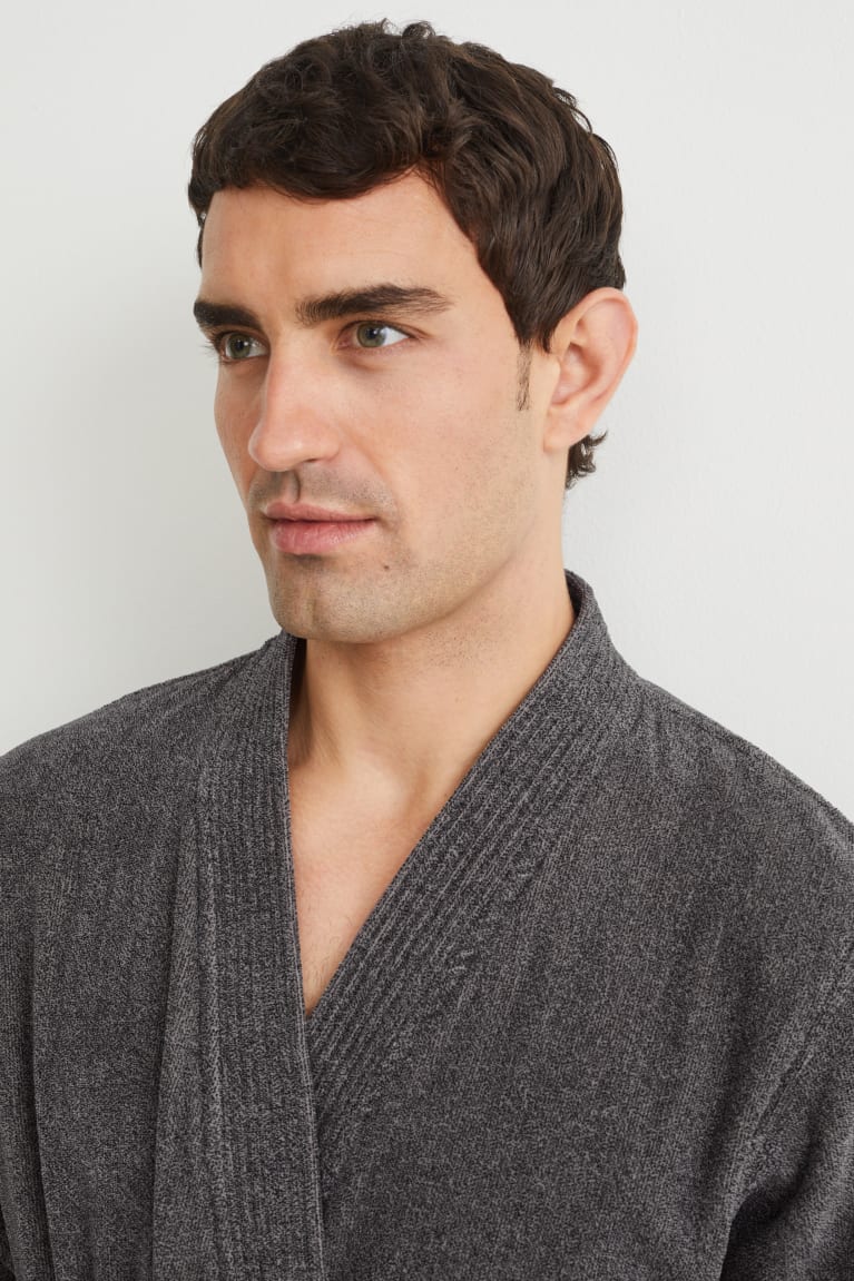 Gray Melange C&A Bathrobe Organic Cotton Men's Underwear | SROBM-1240