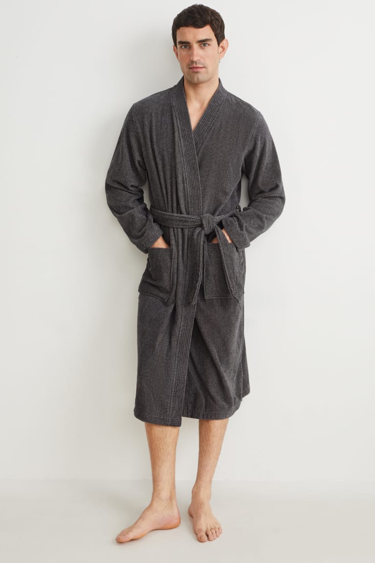 Gray Melange C&A Bathrobe Organic Cotton Men\'s Underwear | SROBM-1240