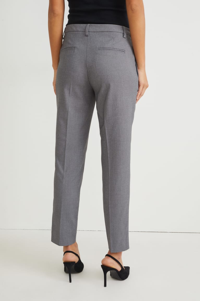 Gray Melange C&A Business Mid-rise Waist Slim Fit Recycled Women's Trousers | GZYJX-4785