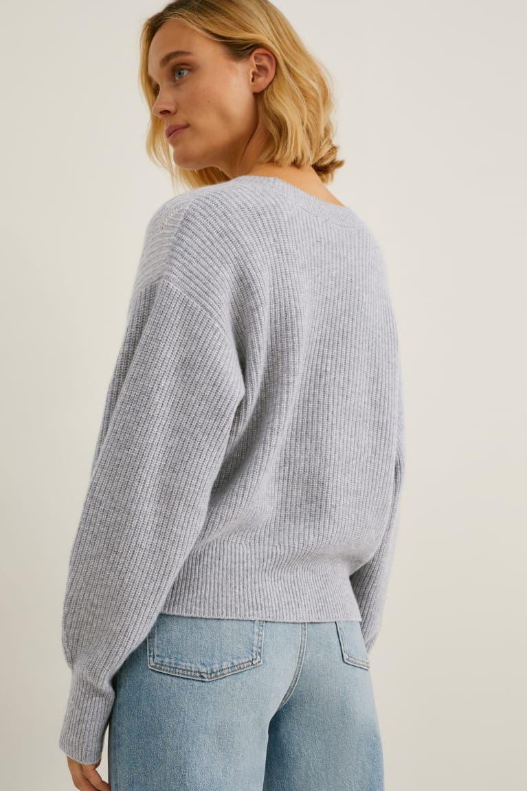 Gray Melange C&A Cashmere Women's Cardigan | HRIJG-0136