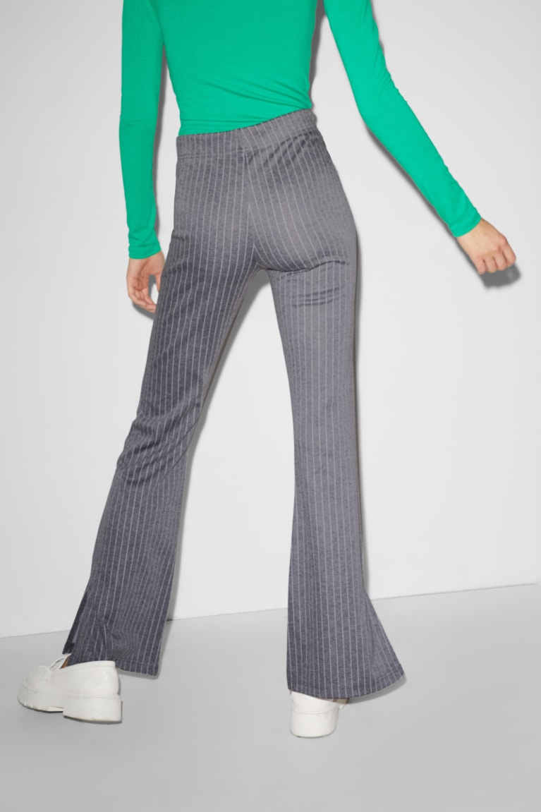 Gray Melange C&A Clockhouse Jersey Striped Women's Trousers | JLQZN-4063