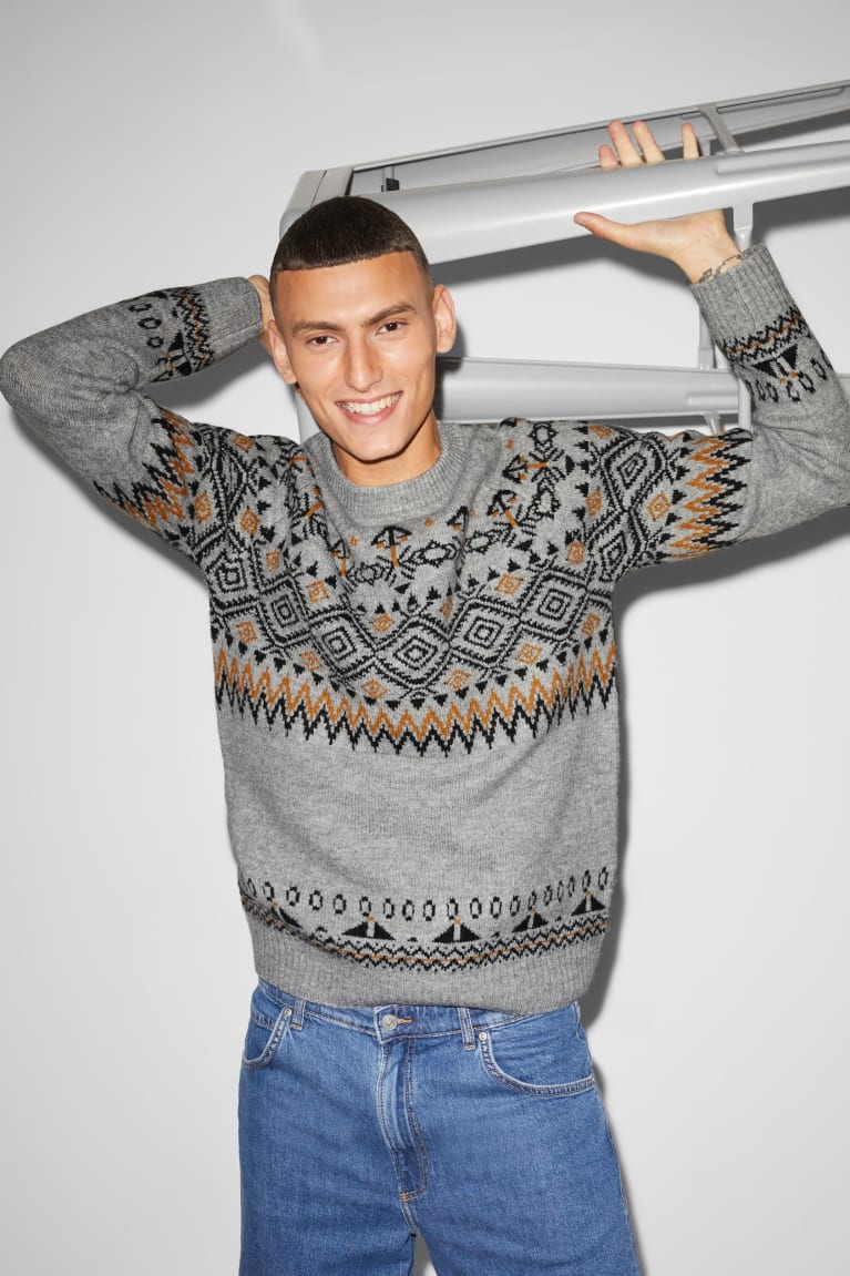 Gray Melange C&A Clockhouse Men's Jumper | GUEIQ-1635