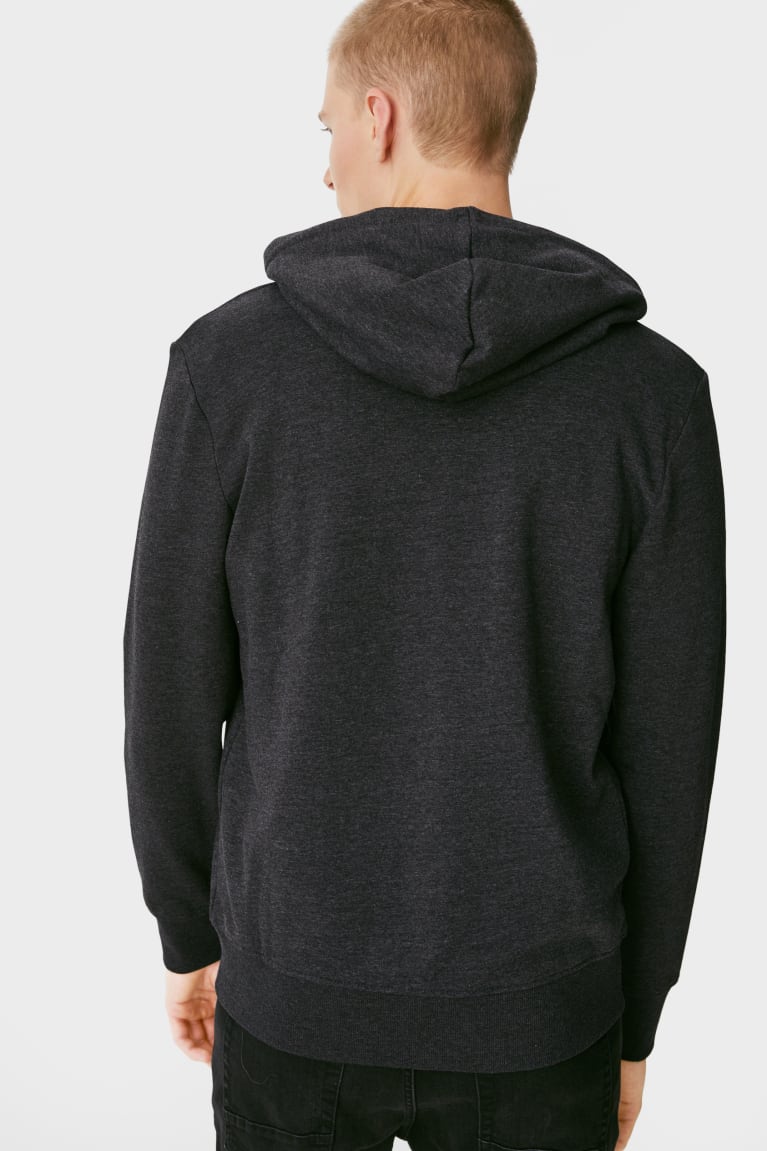 Gray Melange C&A Clockhouse Zip-through With Hood Men's Sweatshirts | ZUIJY-5846