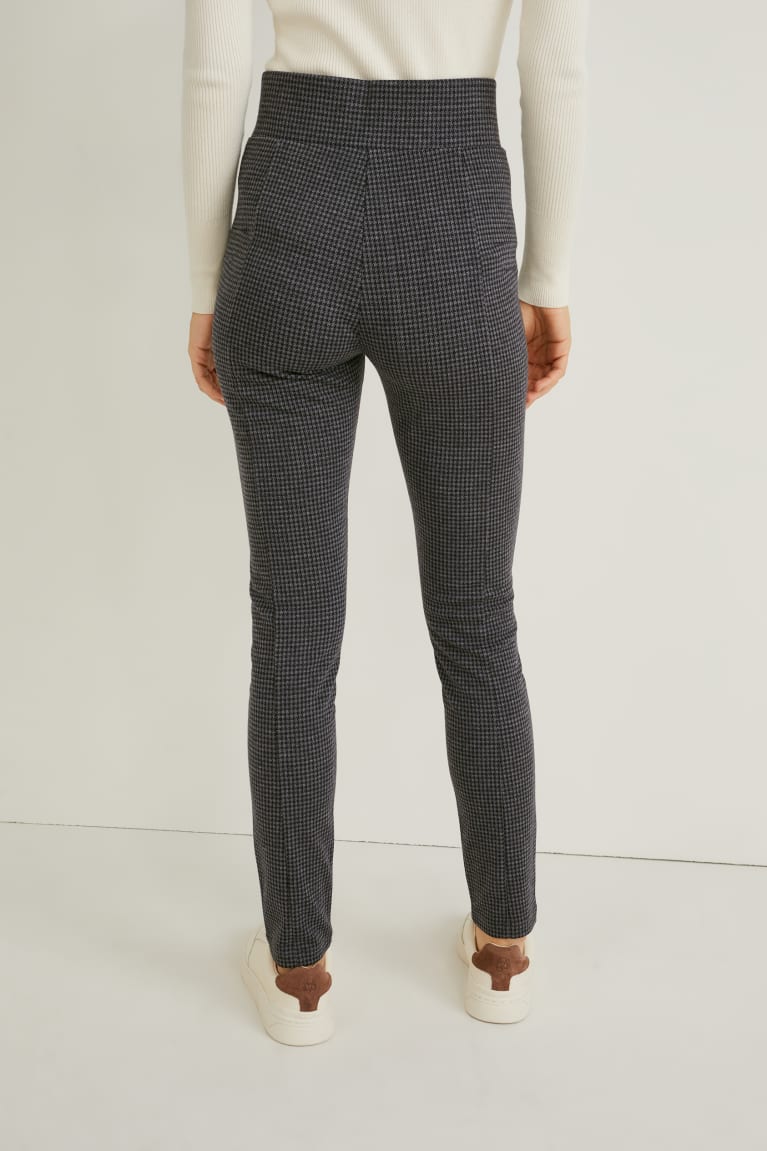 Gray Melange C&A Jersey Skinny Fit Check Women's Trousers | ANLQC-2567