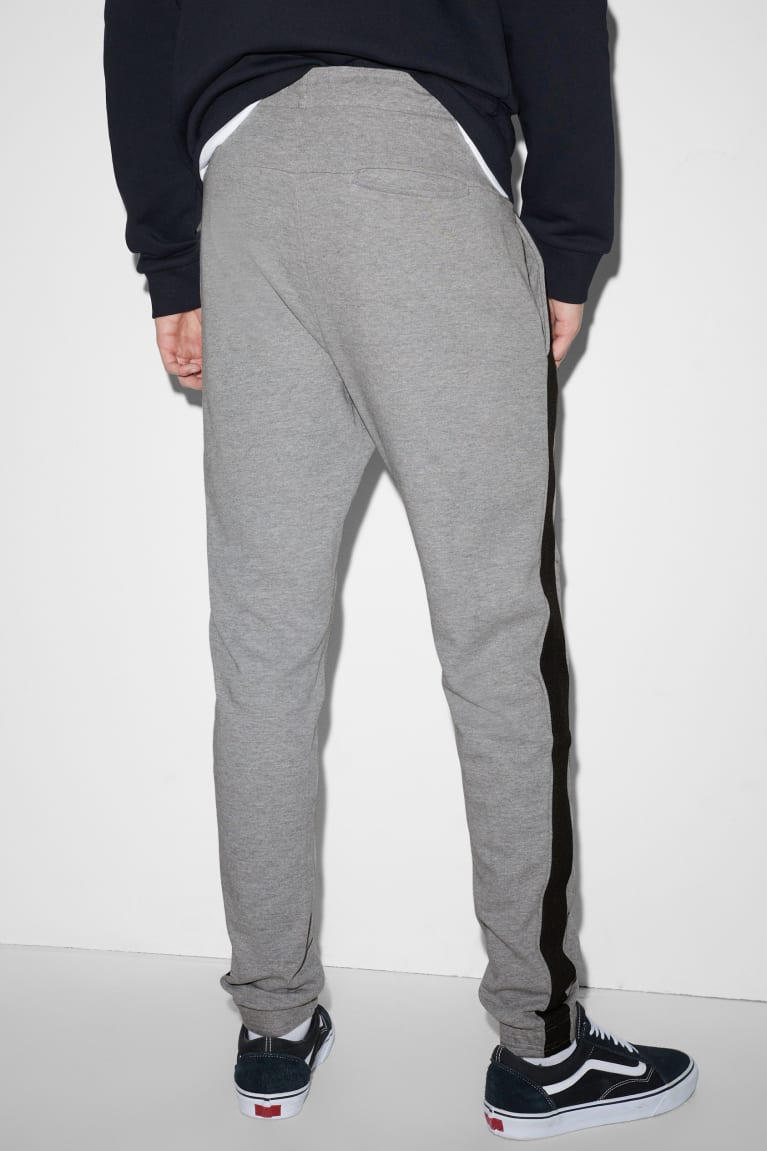 Gray Melange C&A Joggers Men's Trousers | PVMDK-5427