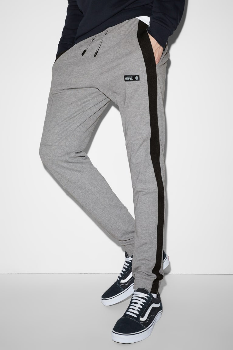 Gray Melange C&A Joggers Men's Trousers | PVMDK-5427