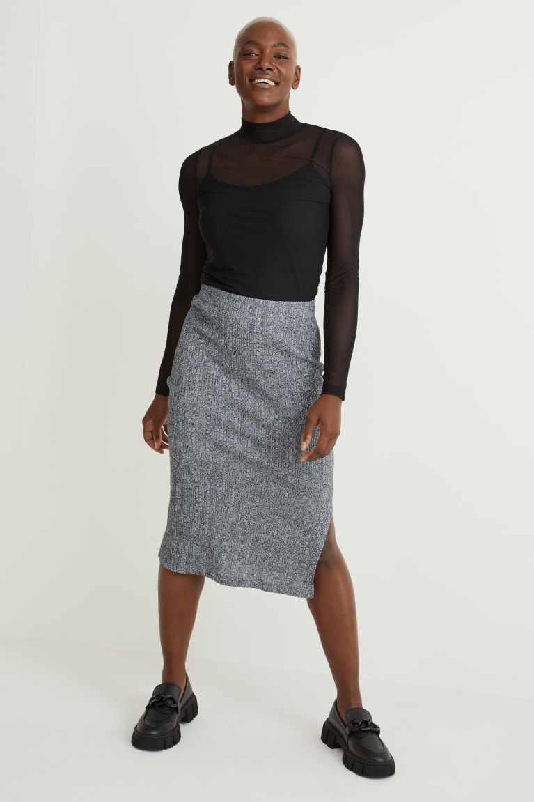 Gray Melange C&A Knitted Women\'s Skirts | RLNDT-0249