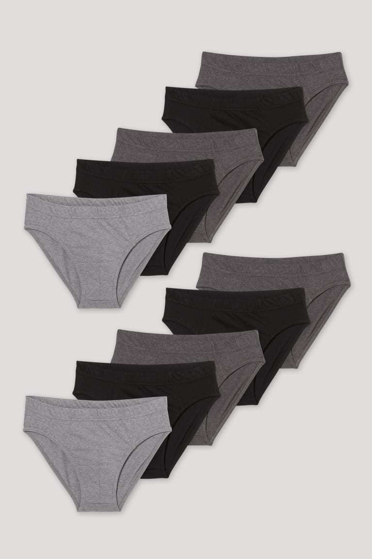 Gray Melange C&A Multipack Of 10 Briefs Organic Cotton Men's Underwear | HBEZD-1403