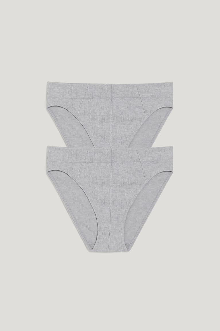 Gray Melange C&A Multipack Of 2 Briefs Seamless Lycra® Women's Underwear | YWTSX-9326