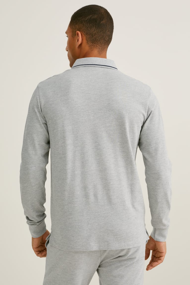 Gray Melange C&A Polo Flex Organic Cotton Lycra® Men's Shirts | MAZKH-1680