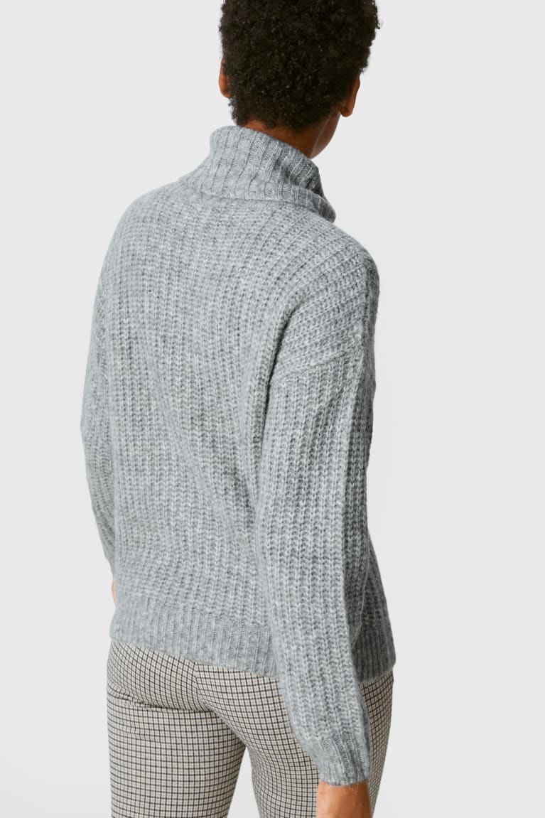 Gray Melange C&A Polo Neck Recycled Women's Jumper | QFRWI-4698