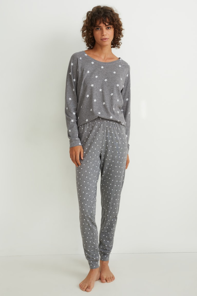 Gray Melange C&A Pyjamas Patterned Women\'s Nightwear | GSEBO-1670