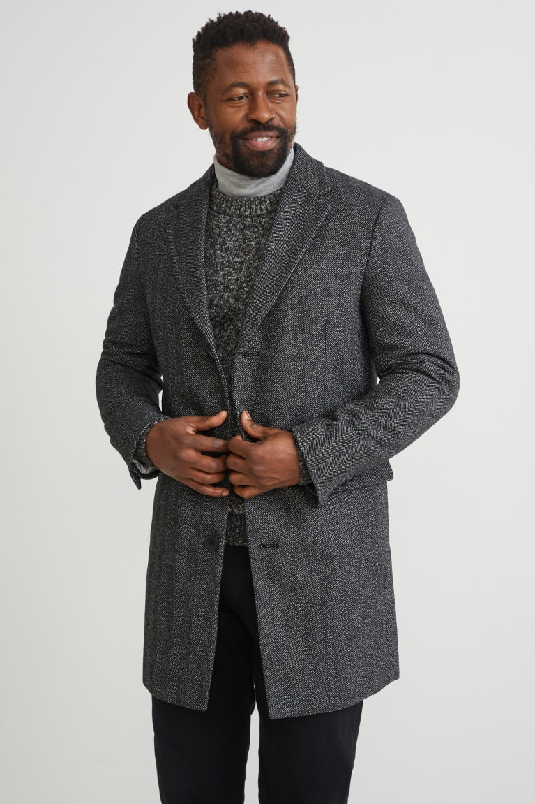 Gray Melange C&A Recycled Men's Coats | JDHWP-7046