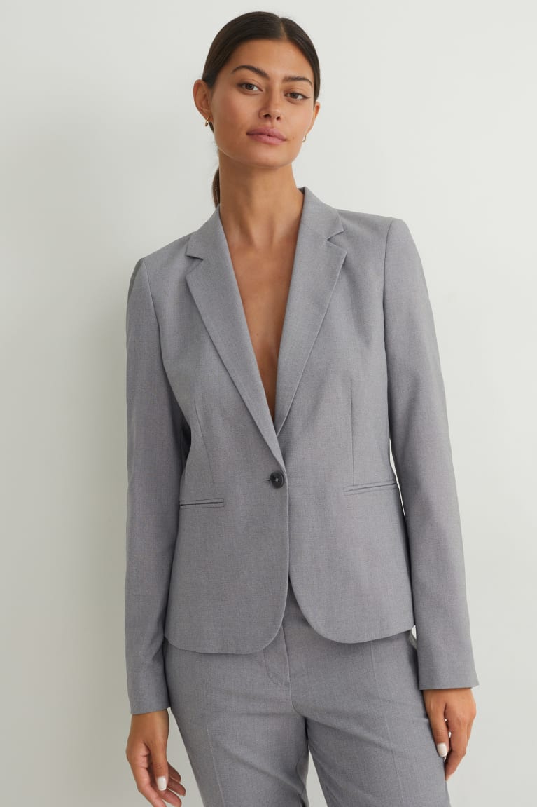 Gray Melange C&A Regular Fit Recycled Women's Blazers | DSUTL-0632