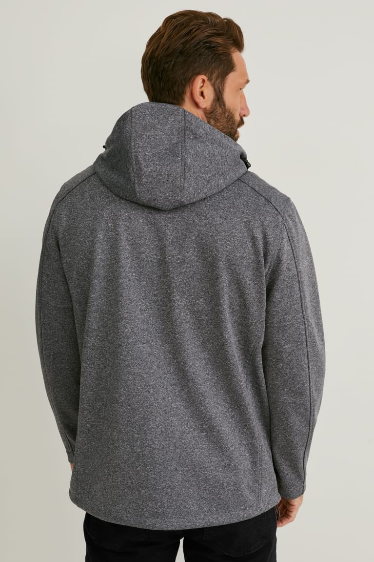 Gray Melange C&A Softshell With Hood Men's Jackets | IUFVX-2650