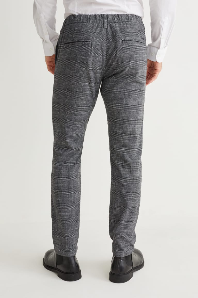 Gray Melange C&A Tapered Fit Flex Lycra® Recycled Men's Trousers | SXGOY-3465