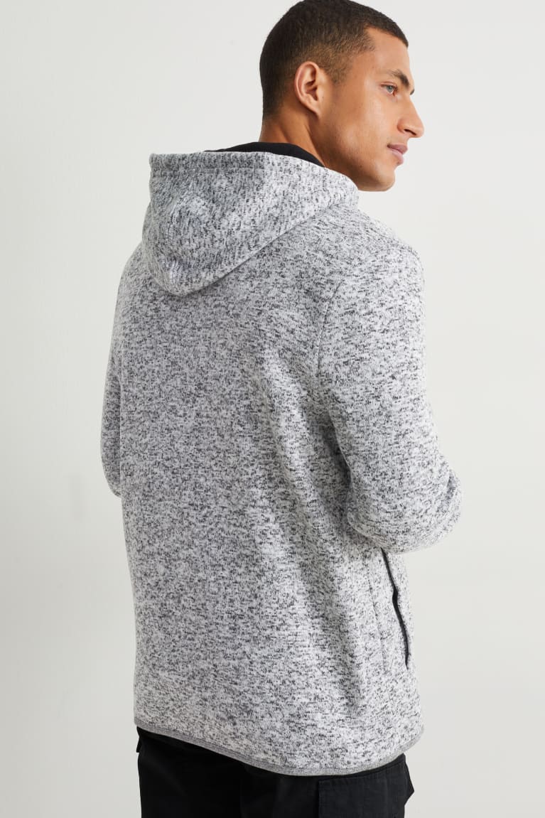 Gray Melange C&A Zip-through With Hood Men's Sweatshirts | DYIWF-8567