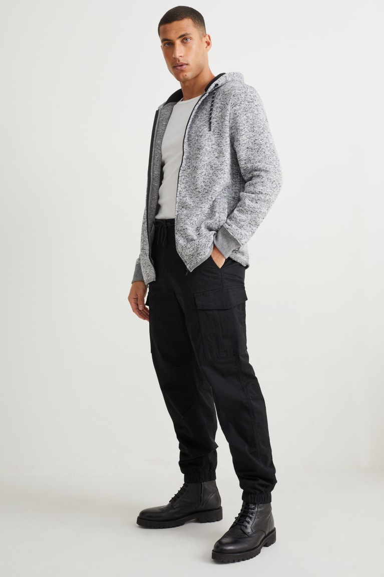 Gray Melange C&A Zip-through With Hood Men's Sweatshirts | DYIWF-8567