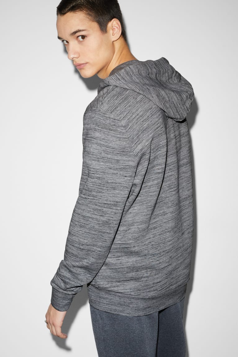 Gray Melange C&A Zip-through With Hood Men's Sweatshirts | EKYRP-3094